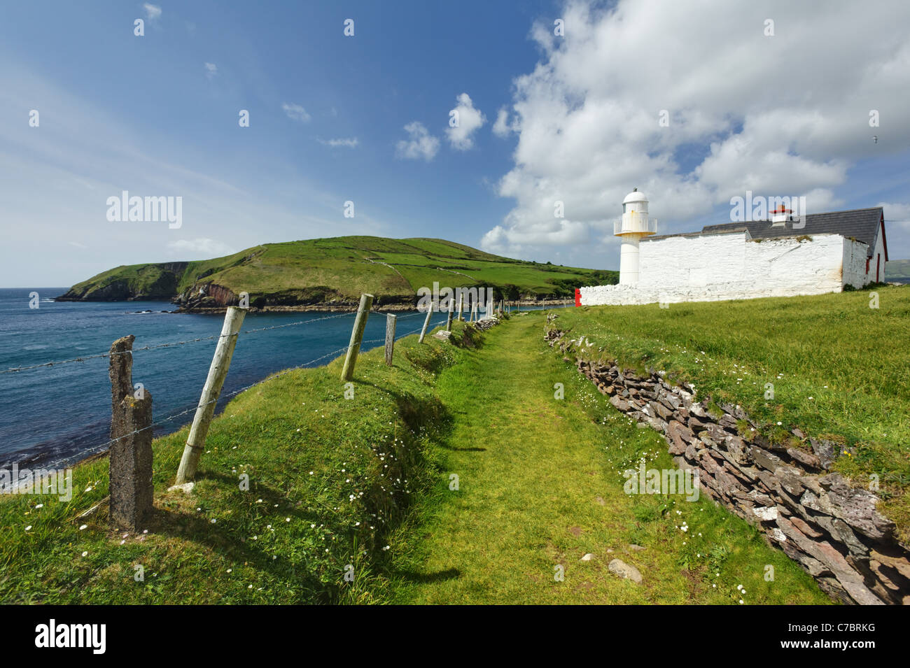 Dingle Harbour Lighthouse, Dingle (An Daingean), la penisola di Dingle, nella contea di Kerry, Repubblica di Irlanda Foto Stock