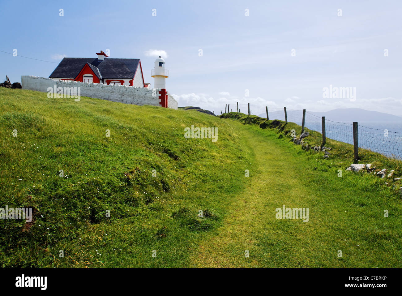 Dingle Harbour Lighthouse, Dingle (An Daingean), la penisola di Dingle, nella contea di Kerry, Repubblica di Irlanda Foto Stock