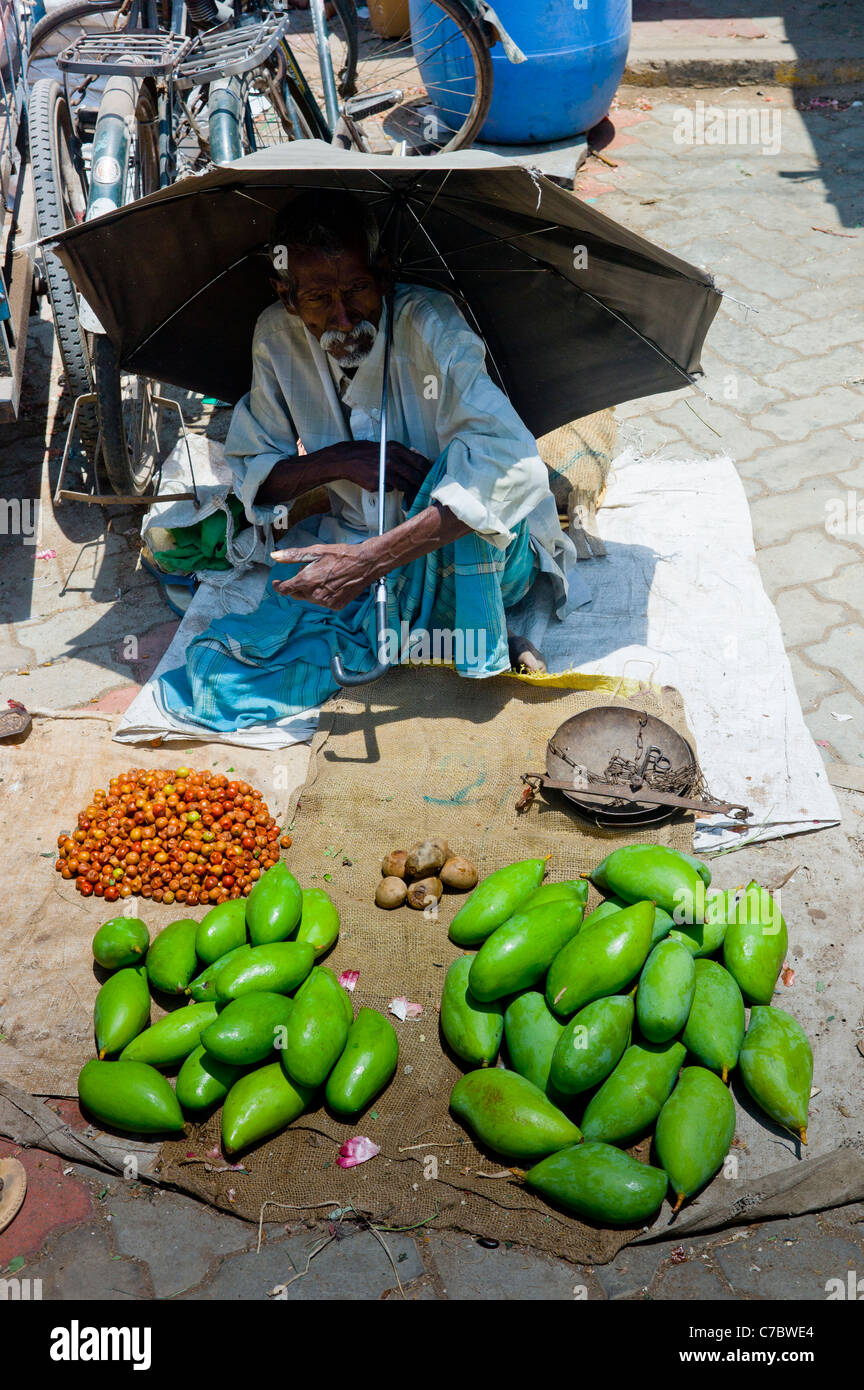 Prodotti freschi venduti sul mercato di Madurai, Tamil Nadu, India. Foto Stock