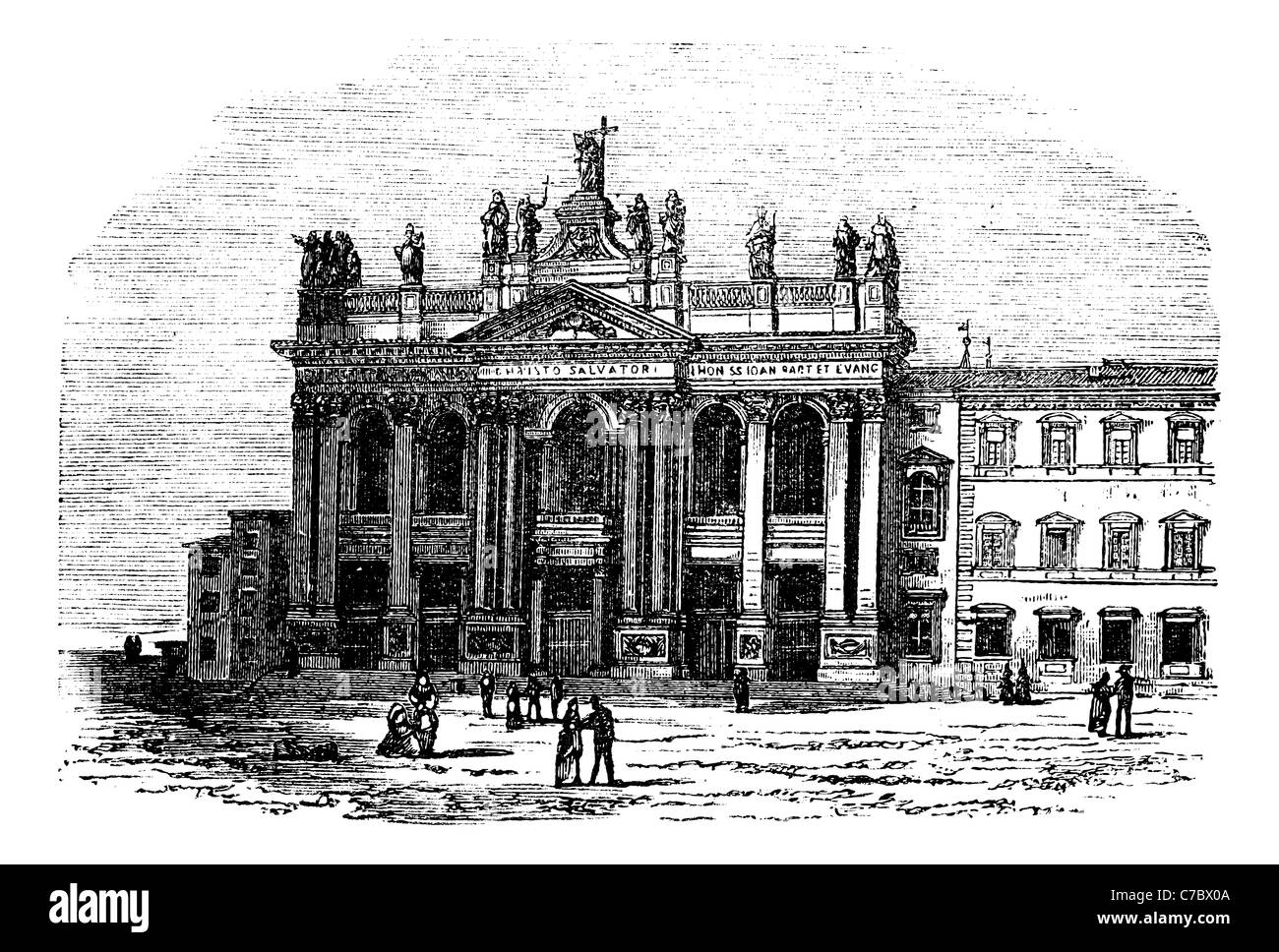 Laterano o in Laterano la chiesa e il palazzo, Italia, vintage illustrazioni incise. Trousset enciclopedia (1886 - 1891). Foto Stock