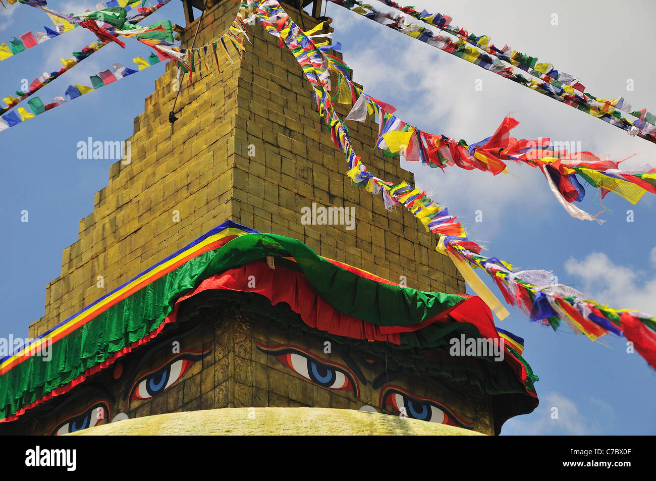 Tibetano stupa buddisti a Boudha Foto Stock
