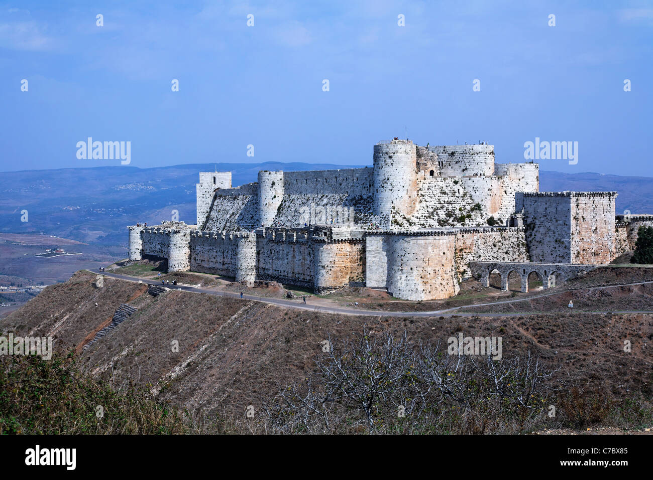 Il castello dei crociati Krak des Chevaliers, Siria Foto Stock