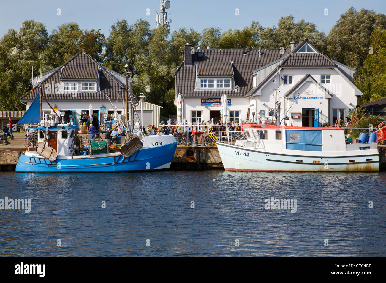 Vitte Harbour, Hiddensee, Mecklenburg Vorpommern, Germania Foto Stock