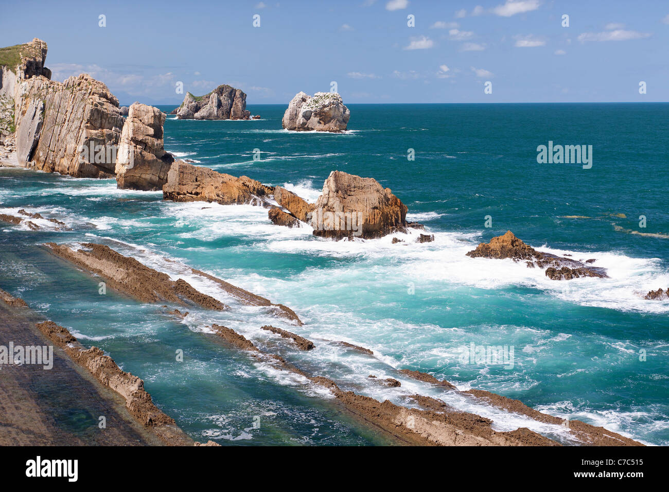 Golfo di Biscaglia costa (Cantabria, Spagna) Foto Stock
