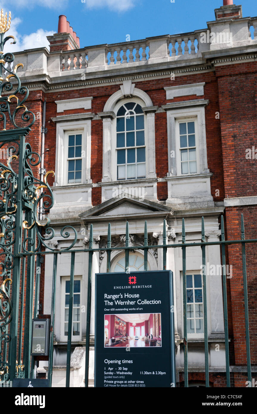 L'ingresso per il Ranger's House e Wernher Collection su Greenwich Park, Londra. Foto Stock