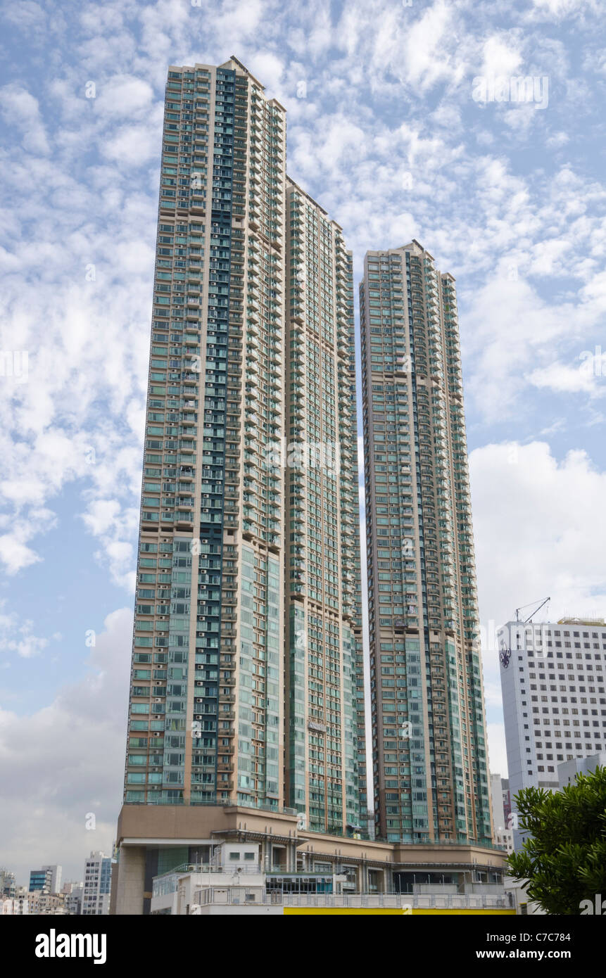 Le Torri di Victoria grattacieli del quartiere Tsim Sha Tsui di Hong Kong Foto Stock