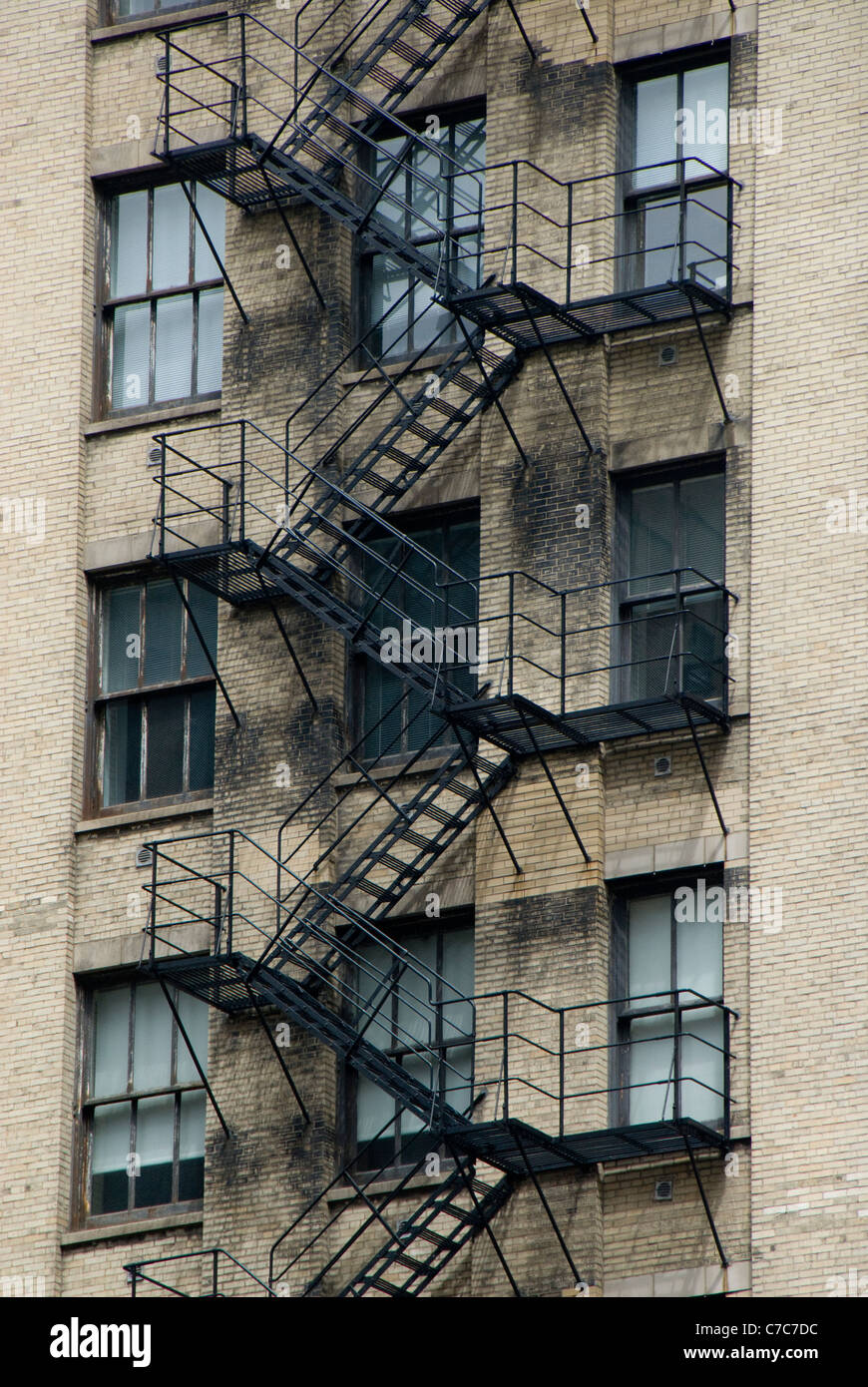 Fire escape su edificio, Michigan Avenue, Chicago, Illinois, Stati Uniti d'America Foto Stock