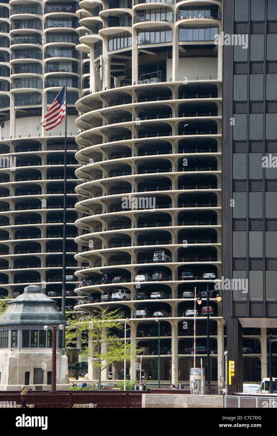 Parcheggio auto edificio, Chicago, Illinois, Stati Uniti d'America Foto Stock