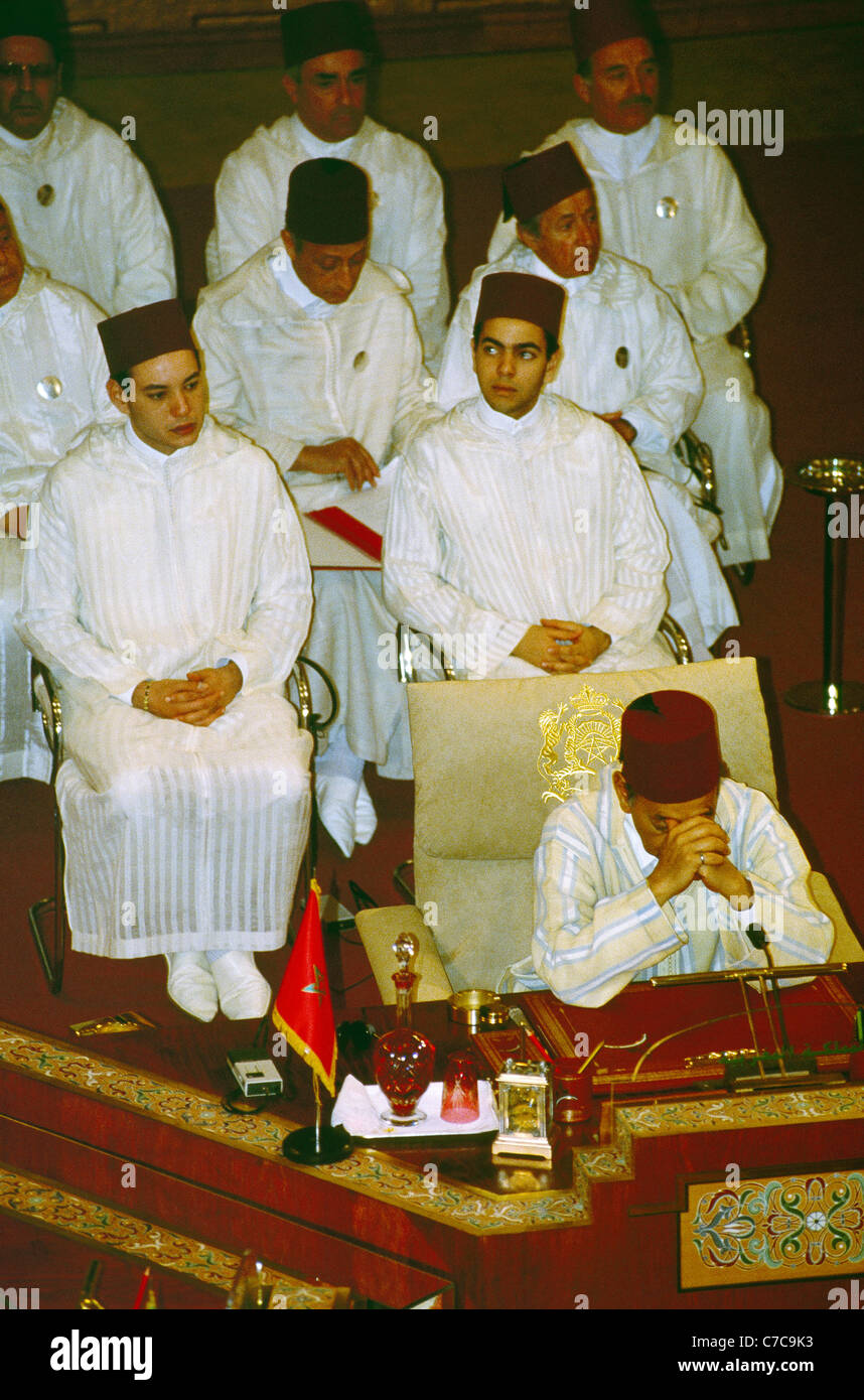 La scena alla firma dell'Unione del Maghreb arabo a Marrakech, Marocco, Libia, Marocco, Algeria, Tunisia e Mauritania. Foto Stock