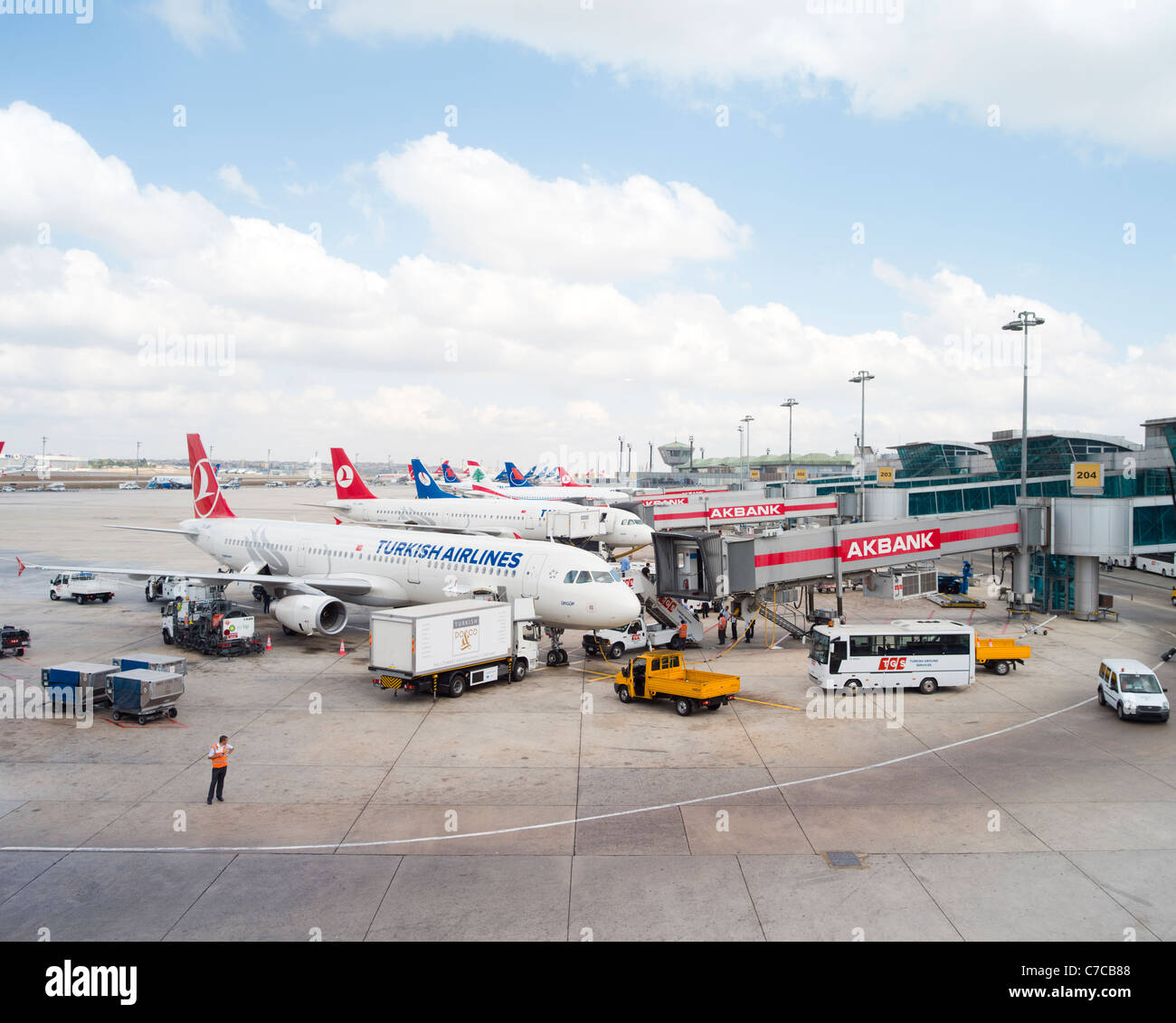 L'Aeroporto Internazionale Ataturk , Istanbul , Turchia. La Turkish Airlines Foto Stock