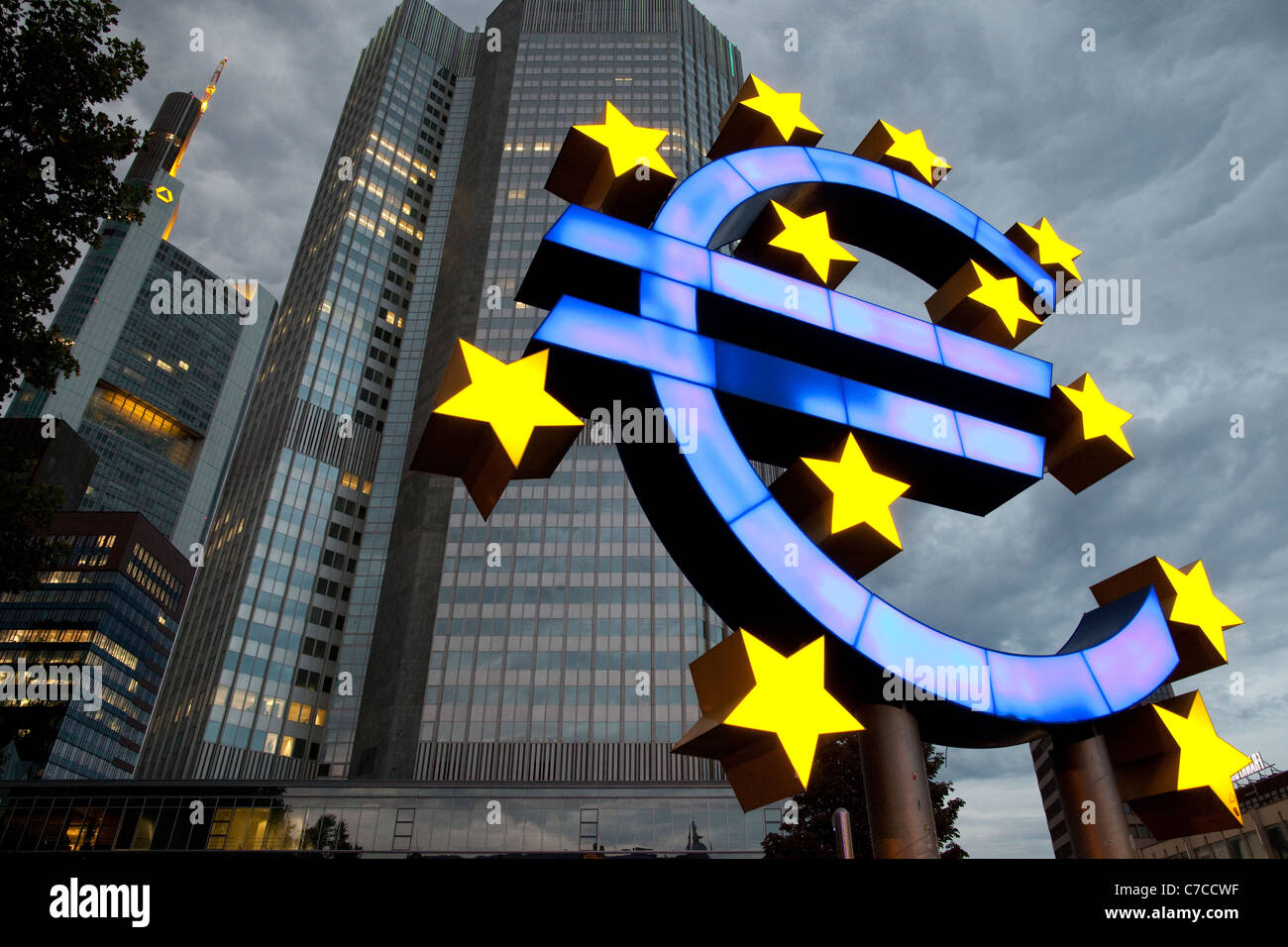 Il simbolo dell'euro, la moneta ufficiale della zona euro nell'Unione europea. Foto:Jeff Gilbert Foto Stock