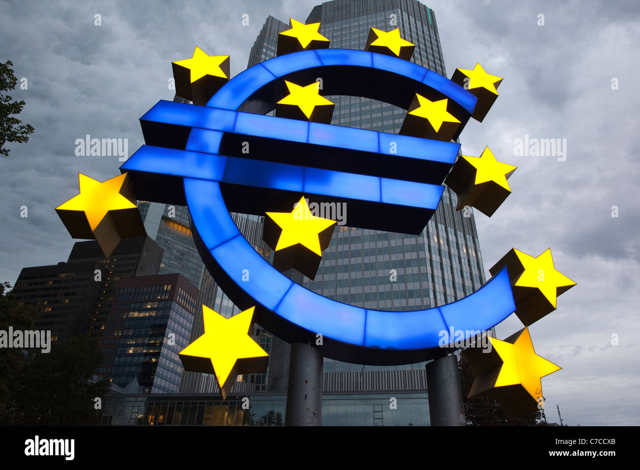 Il simbolo dell'euro, la moneta ufficiale della zona euro nell'Unione europea. Foto:Jeff Gilbert Foto Stock