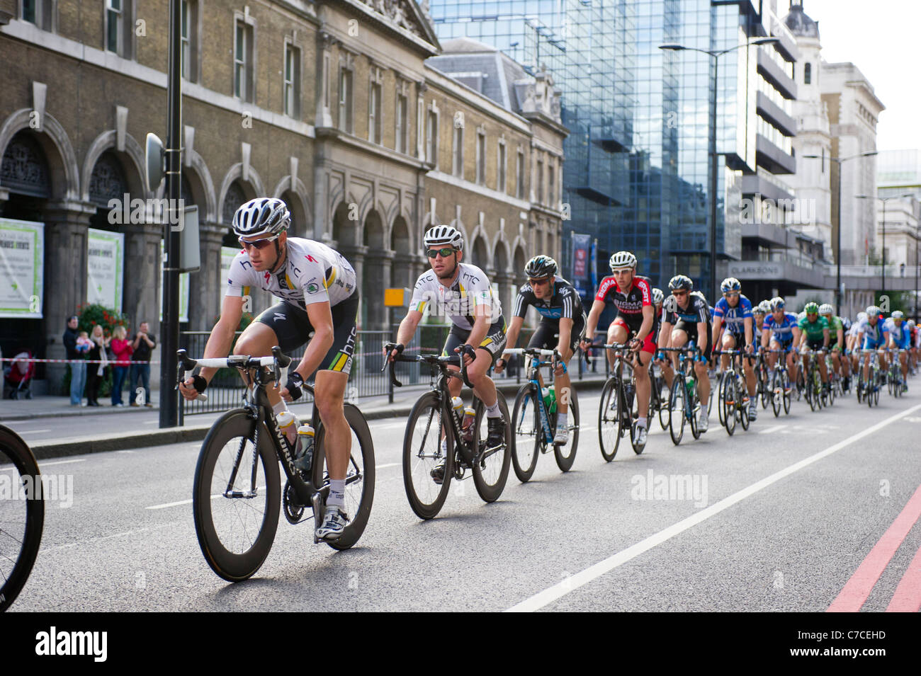 Tour della Gran Bretagna, Londra 2011, 18 settembre 2011, International manifestazione ciclistica, Mark Cavendish, ciclismo mondiale vincitore Foto Stock