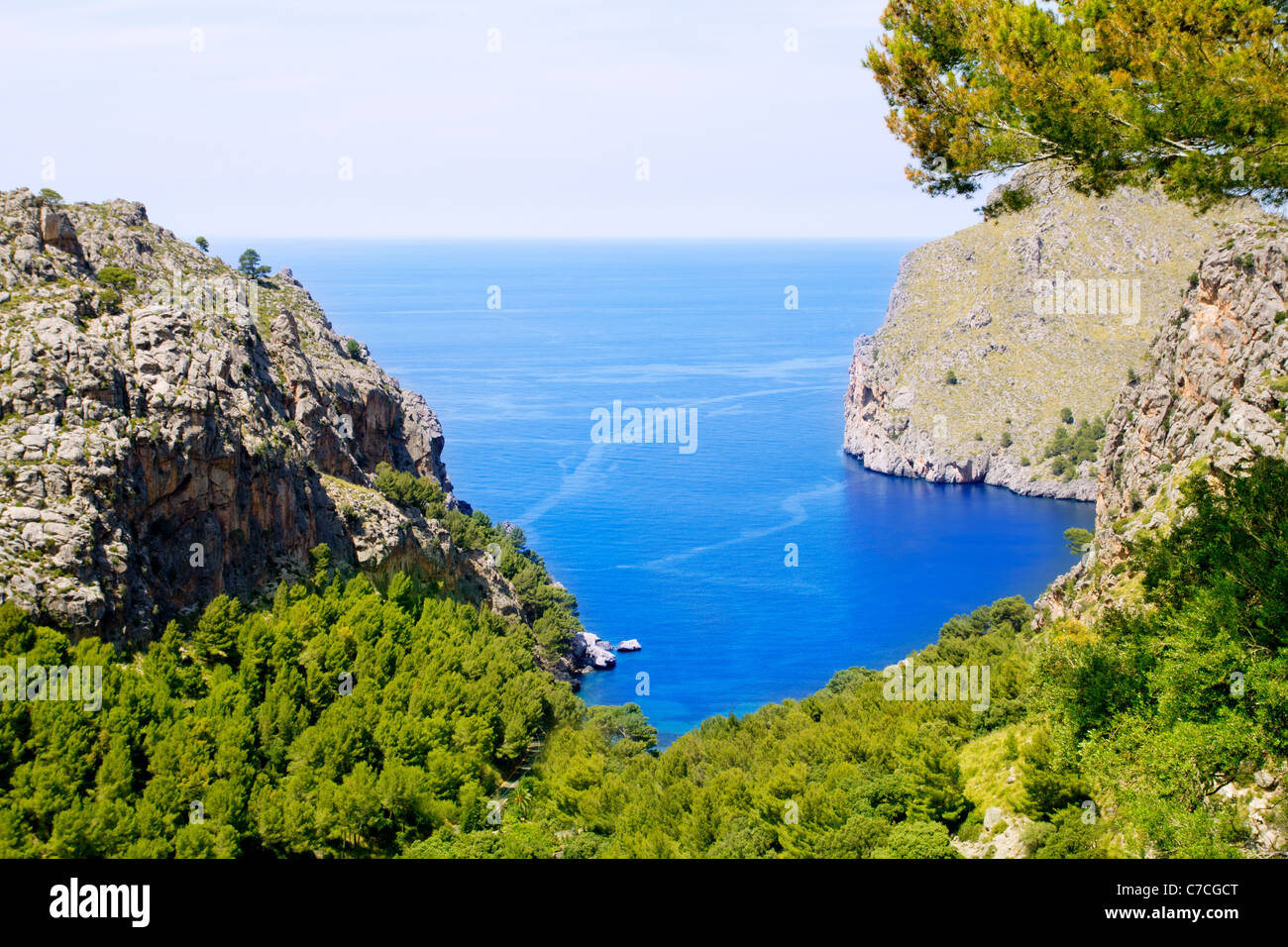 Escorca Sa Calobra beach a Maiorca Isole Baleari Spagna Foto Stock