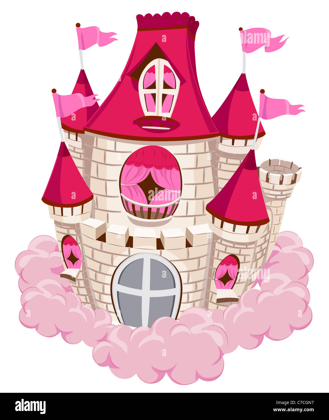 Il castello di rosa su una nuvola con tracciato di ritaglio Foto Stock
