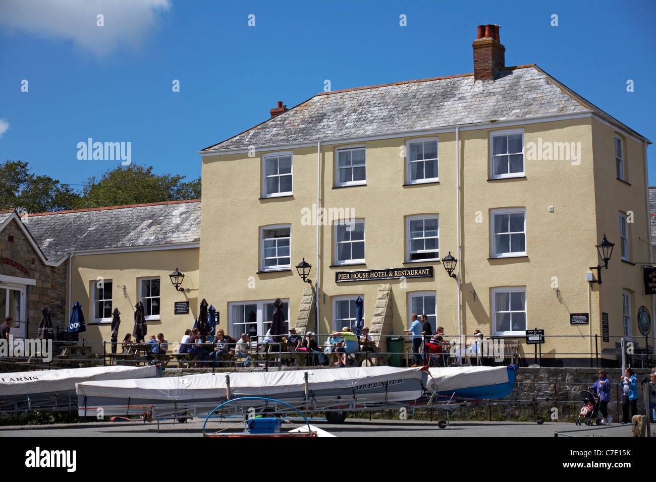 Pier House Hotel & Restaurant a Charlestown, St Austell, Cornwall nel Maggio Foto Stock