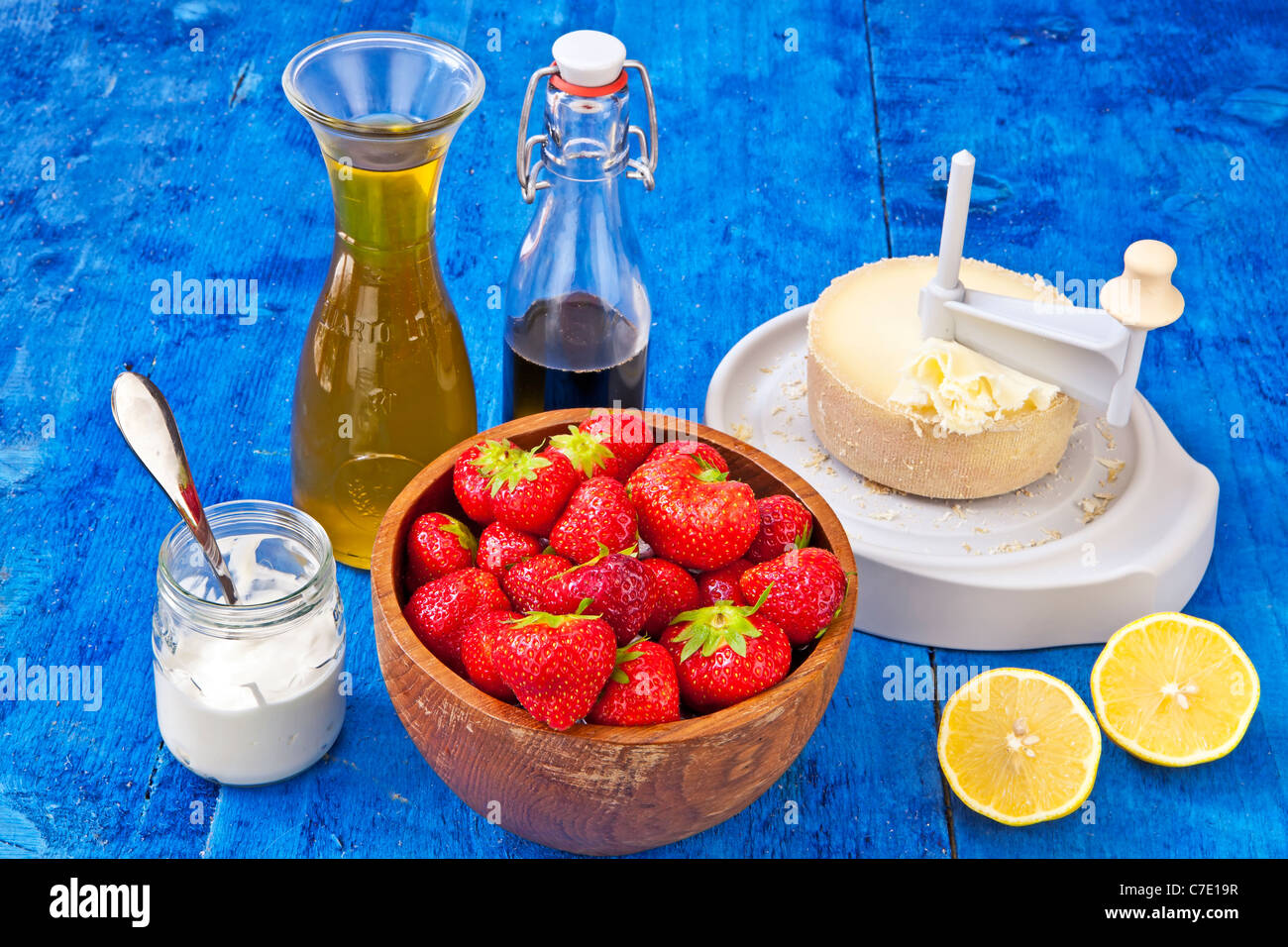 Ingredienti per una fragola Carpaccio Foto Stock