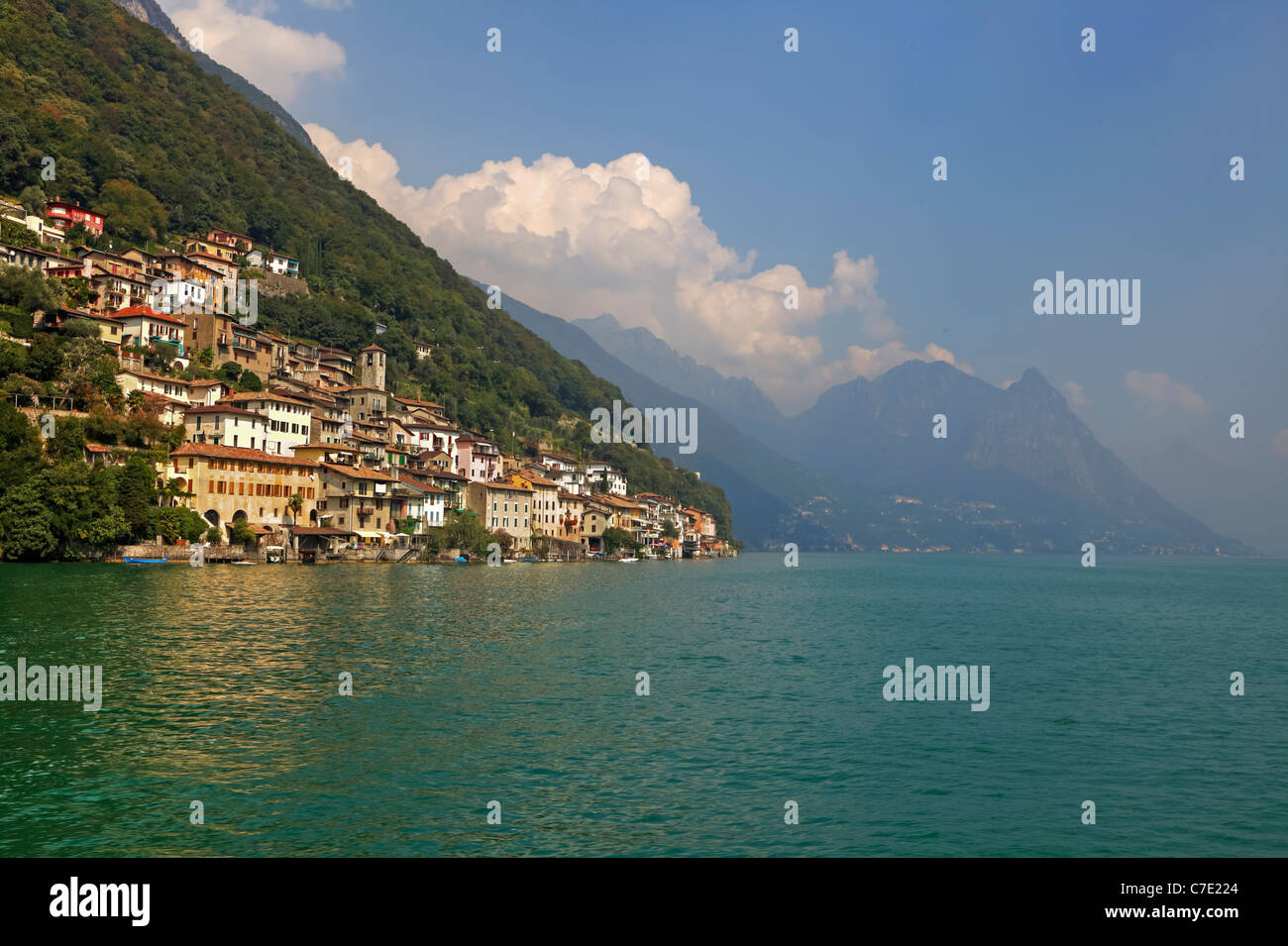 Gandria è situato sulle rive del Lago di Lugano, Svizzera Foto Stock