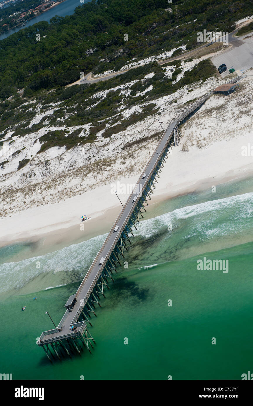 Vista aerea del molo di pesca in Panama City Florida Foto Stock