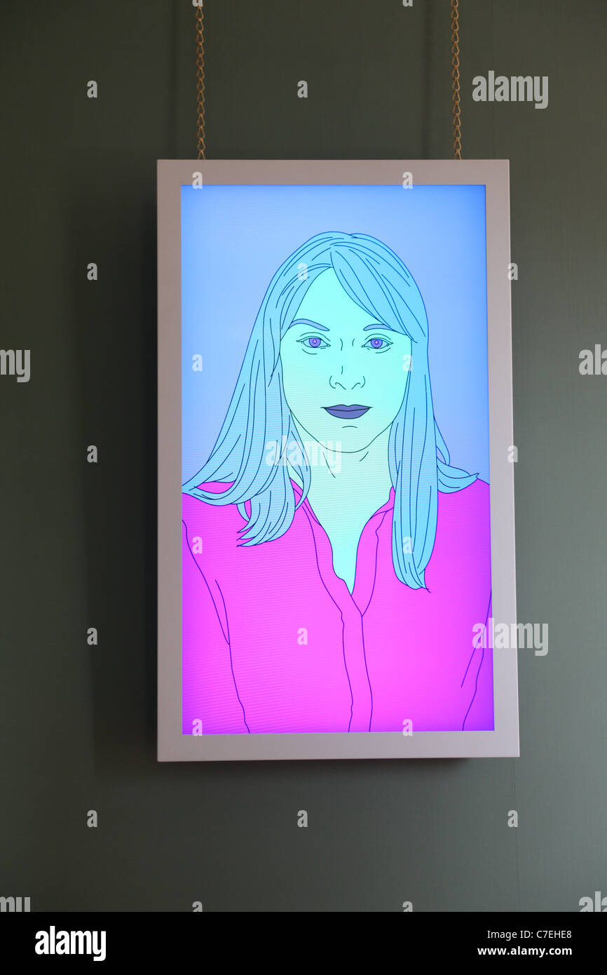 Chatsworth House Derbyshire immagine digitale del duca della figlia-in-legge Laura Burlington eseguite dall'artista Michael Craig-Martin Foto Stock