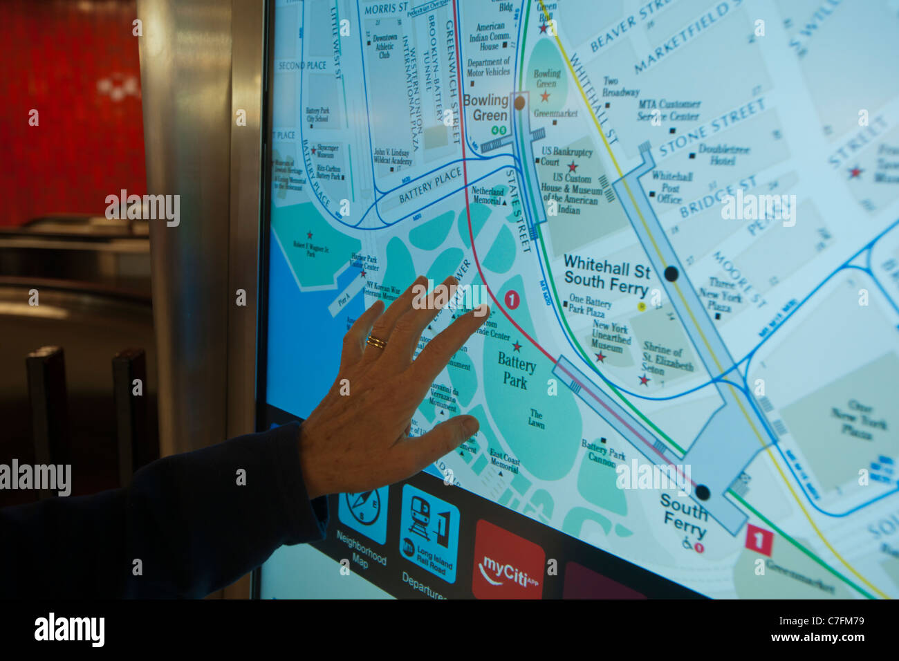 Appena installato su "Vai! Stazione di viaggio' in Bowling Green e la stazione della metropolitana di New York Foto Stock