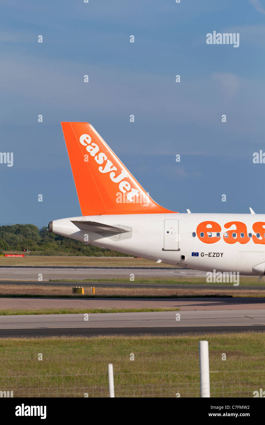 Il tailfin di un piano di EasyJet, Inghilterra Foto Stock
