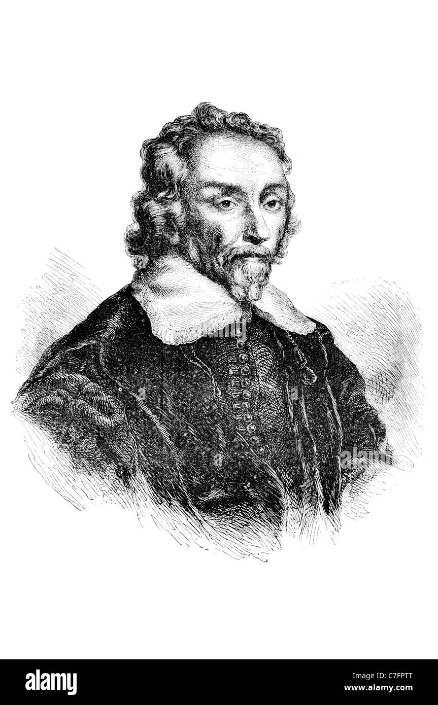 Ritratto di William Harvey medico inglese circolazione sistemica di sangue il cuore William Harvey Ospedale Medico di Medicina Foto Stock