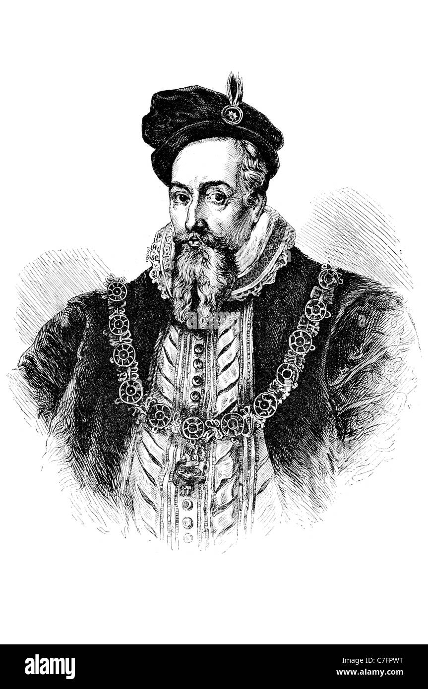 Ritratto di Robert Dudley 1° Conte di Leicester nobile inglese Elisabetta I governanti della politica estera politic patrono Puritan Foto Stock