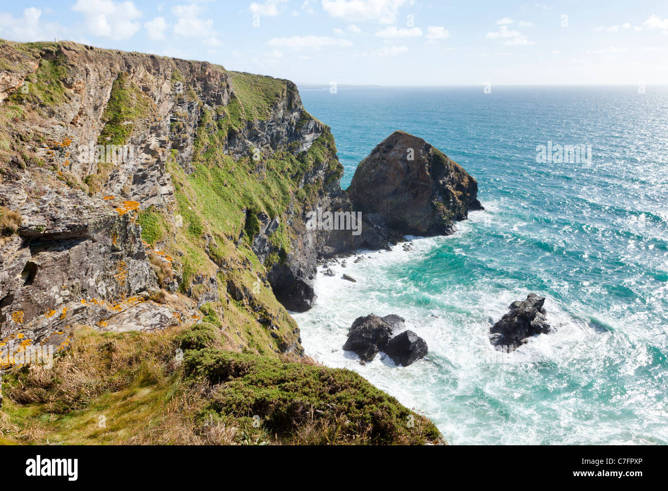 Punto Pendarves sulla west Cornish Coast vicino Bedruthan, Cornwall Foto Stock