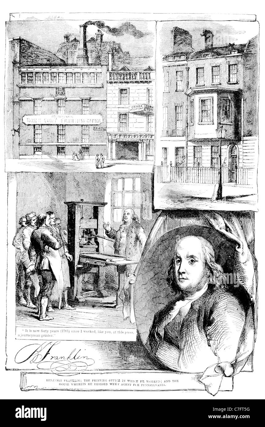 Dr Benjamin Franklin Padri Fondatori polymath autore stampante teorico politico politico scienziato postmaster musicista invenzione Foto Stock