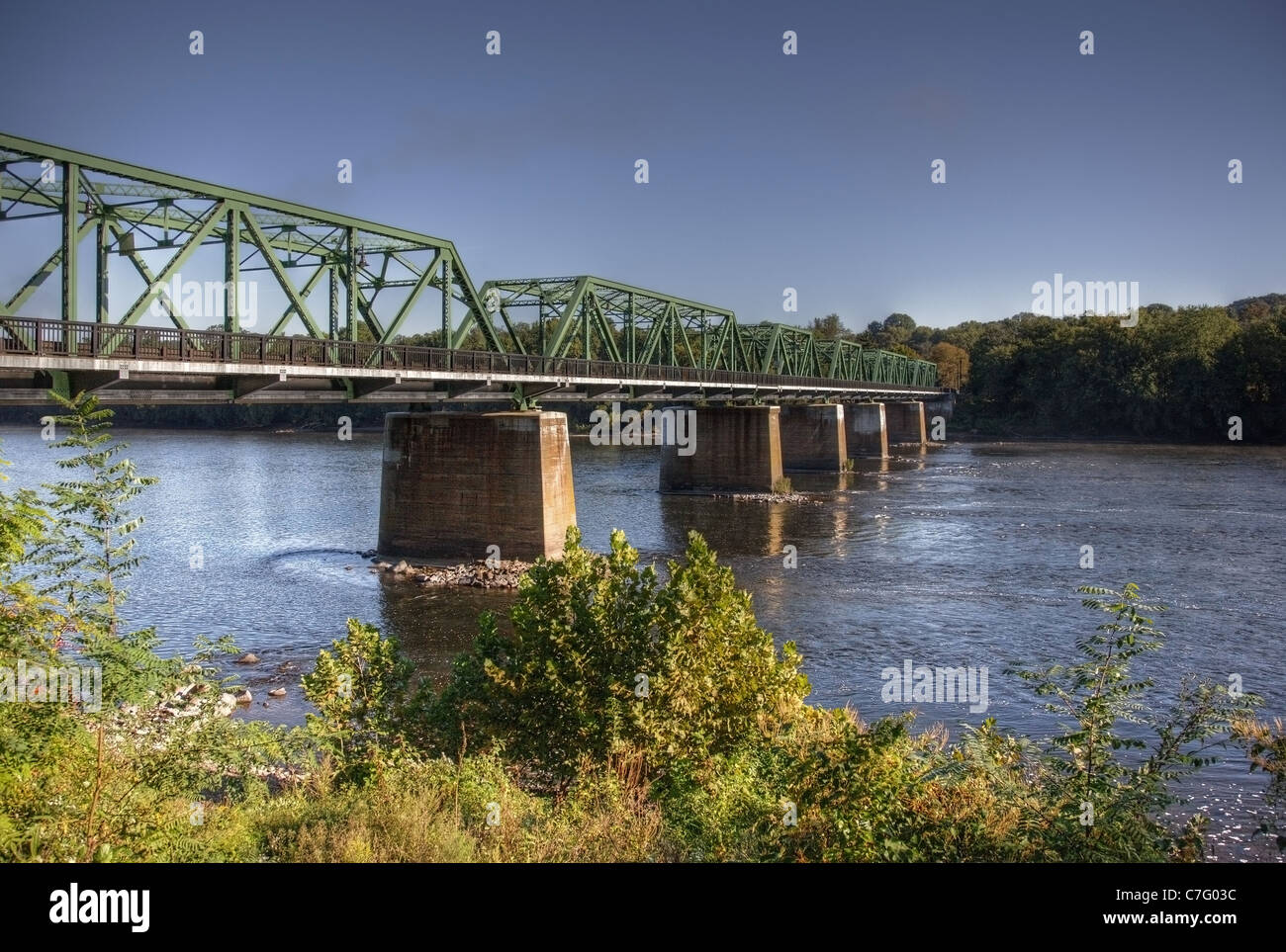 Ponte sul Fiume Delaware in Frenchtown, New Jersey Foto Stock