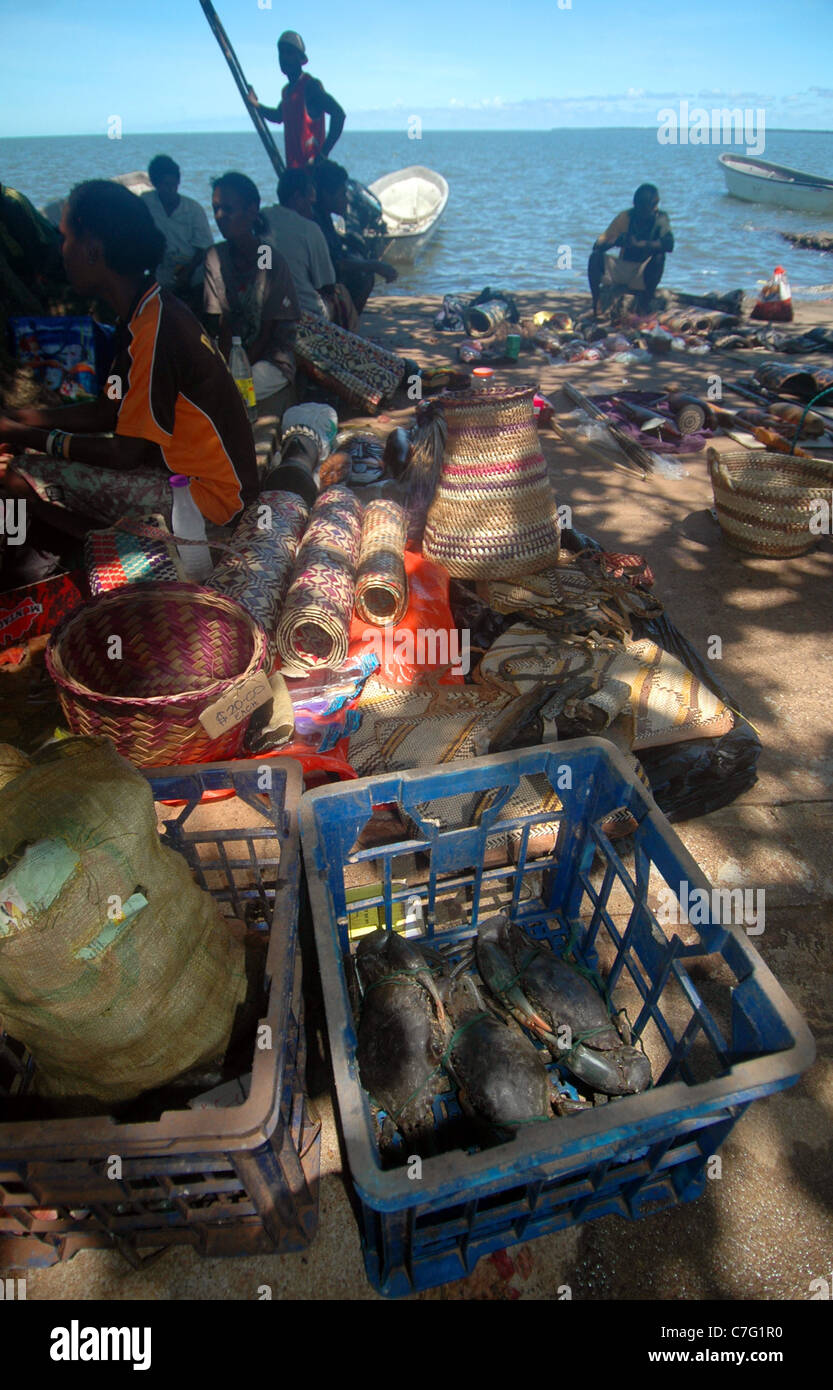 Mudcrabs dal settore occidentale della provincia di Papua Nuova Guinea disponibile per la vendita su Saibai Island, lo Stretto di Torres, Queensland, Australia Foto Stock