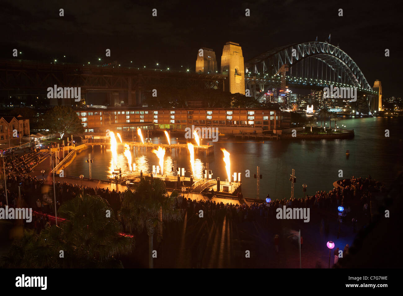 Campbells Cove Danza del Fuoco, Sydney, Australia Foto Stock