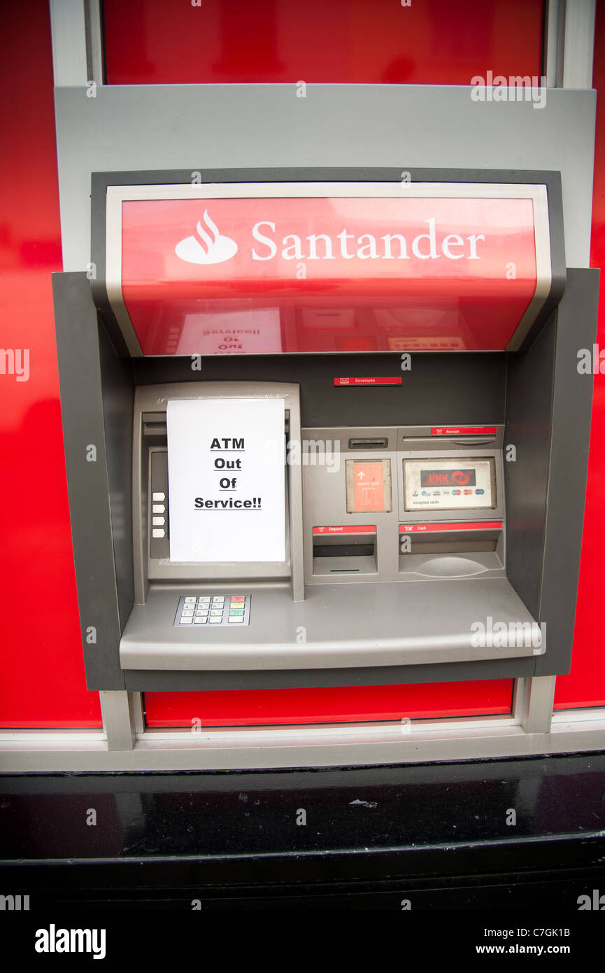 A Santander, ATM cash point macchina fuori servizio Foto Stock