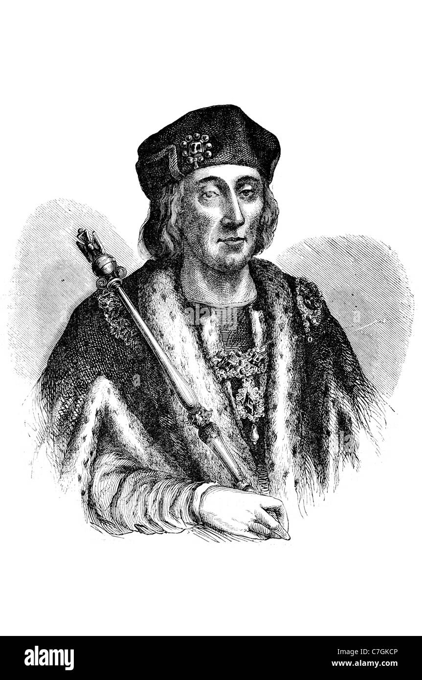 Ritratto di Enrico VII re Inghilterra Irlanda Signore corona Casa monarch Tudor regal royal regale imperiale regnante dominatrice sovrana mona Foto Stock