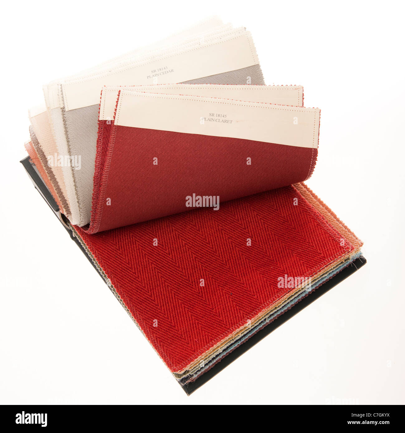 Un campione swatch libro del tessuto tessuti tessili Foto Stock