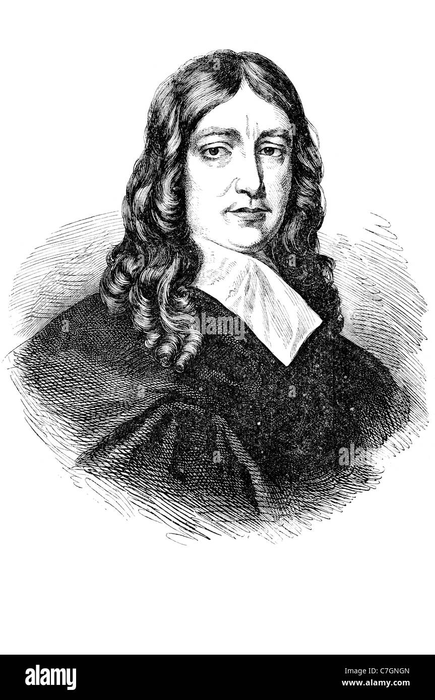 Ritratto di Giovanni del poeta inglese polemista funzionario civile Commonwealth of England poema Paradise Lost erudito uomo di lettere polem Foto Stock