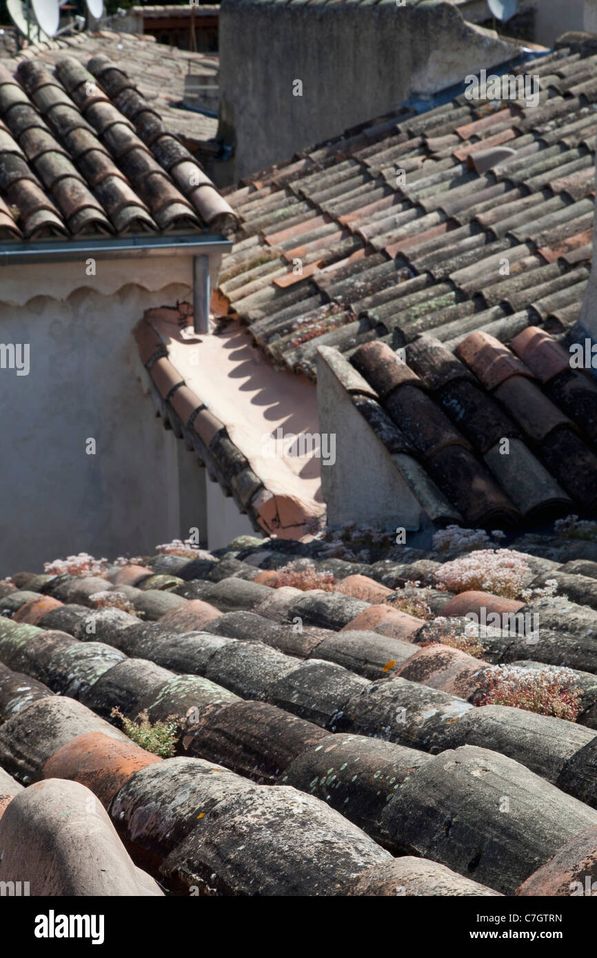 Dettaglio di tetti di tegole Foto Stock