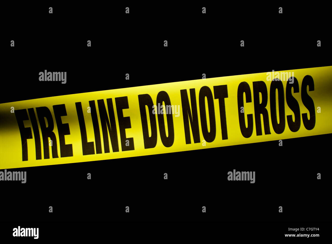 Dettaglio della linea di fuoco cordon tape Foto Stock