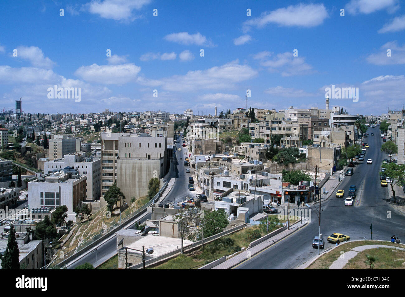 Medio Oriente, Giordania, Amman, vista in elevazione del paesaggio urbano Foto Stock