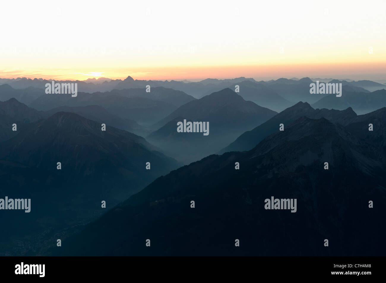 La gamma della montagna vista in montagna Zugspitze Foto Stock
