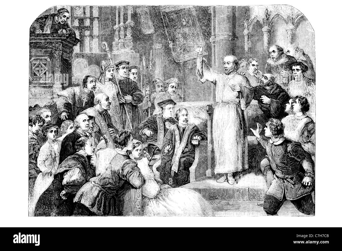 Recantation Thomas Cranmer riforma inglese arcivescovo di Canterbury University Chiesa Santa Maria Vergine Oxford' parrocchia Foto Stock
