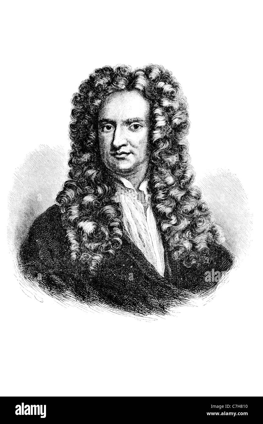 Sir Isaac Newton fisico inglese astronomo matematico filosofo naturale alchemist teologo scienziato filosofo Foto Stock