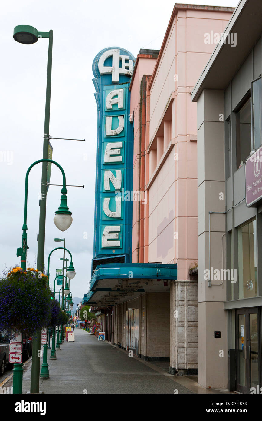 4° Avenue Theatre segno, downtown, Anchorage in Alaska,, Stati Uniti d'America Foto Stock