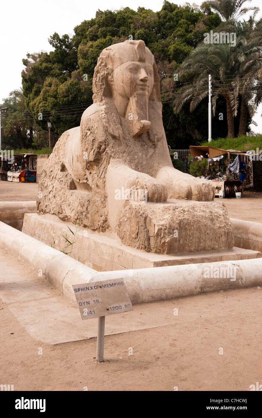 La sfinge di alabastro trovati al di fuori del tempio di Ptah - Memphis, Basso Egitto Foto Stock