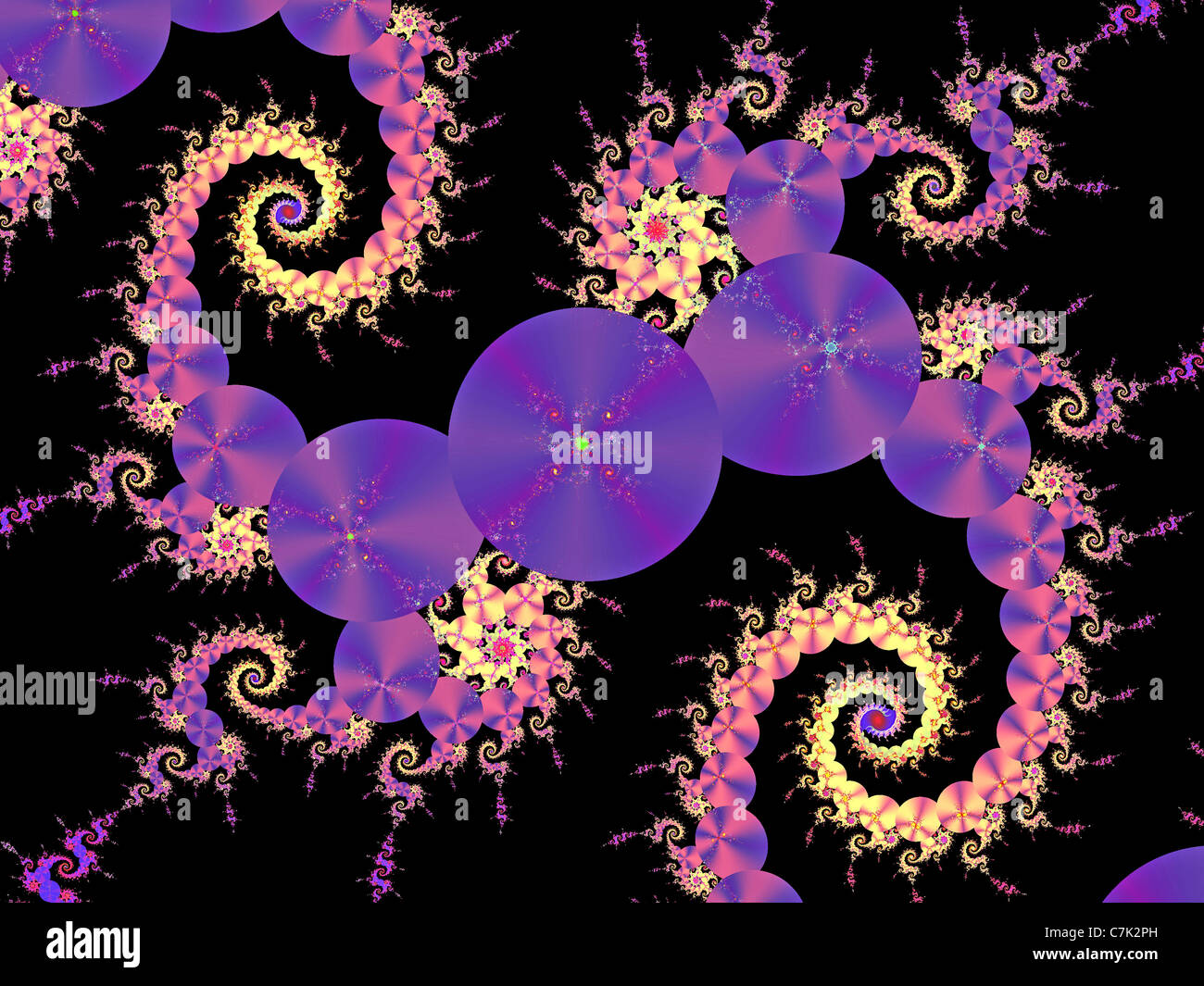 Spirale viola frattali generati utilizzando il ChaosPro programma calcolata Foto Stock