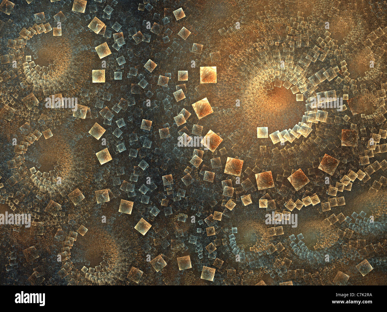 Golden cristalli minerali Fractal artwork creati utilizzando le apofisi programma per computer Foto Stock