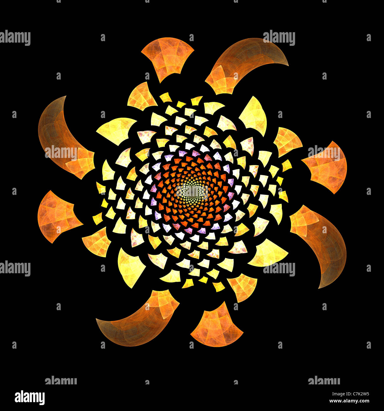 Una fiamma Caleidoscopio pattern creato utilizzando il programma apofisi Foto Stock
