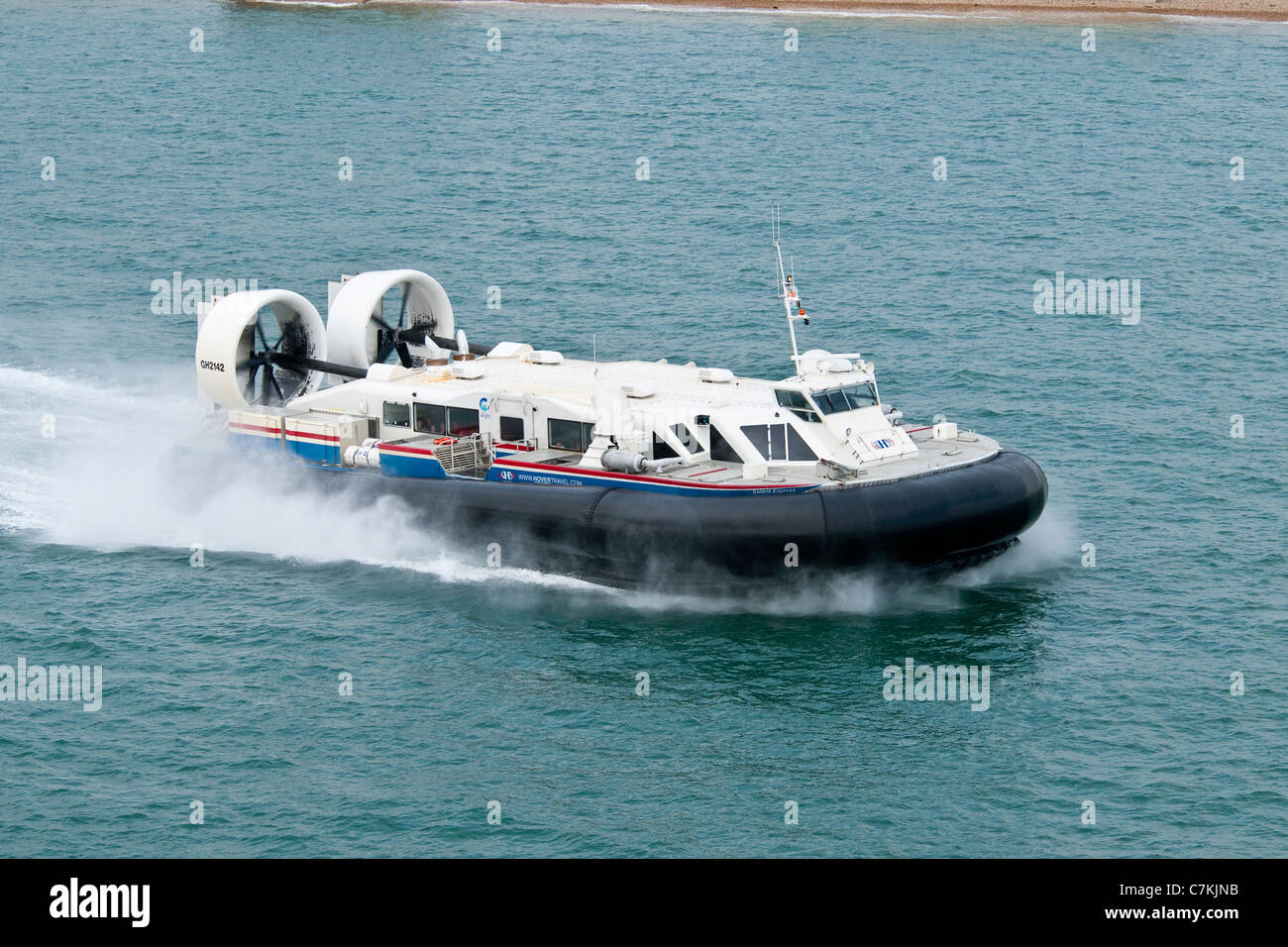 Hovercraft lasciando Southsea Portsmouth per andare a Isola di Wight Foto Stock