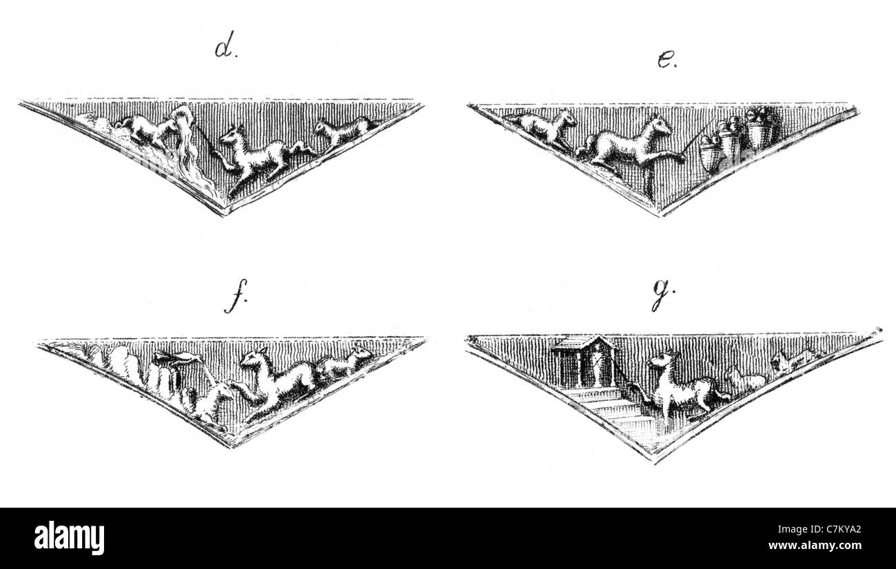 Sculture dal bordo del sarcofago di Junius Bassus, dal quarto secolo trovati in Vaticano cripte. Foto Stock